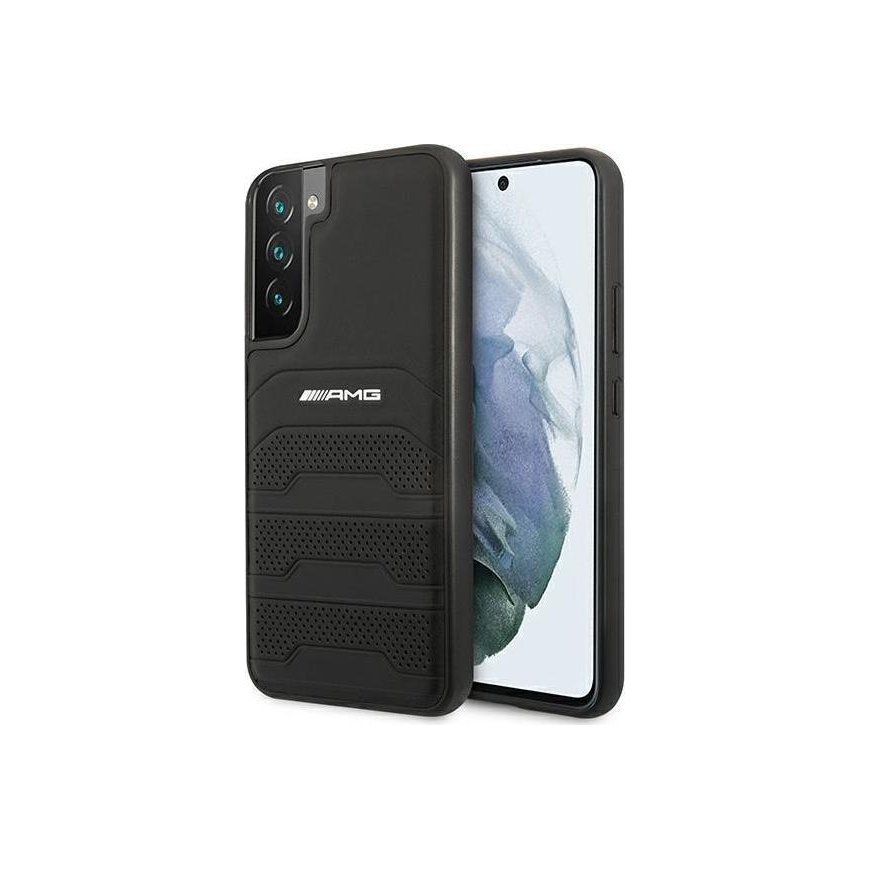 Dėklas Mercedes AMG AMHCS22MGSEBK S22 + S906 juoda/juodos hardcase odos įspaustos linijos – 2