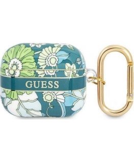 Guess Flower Strap Collection apsauginis dėklas, skirtas AirPods 3, žalias
