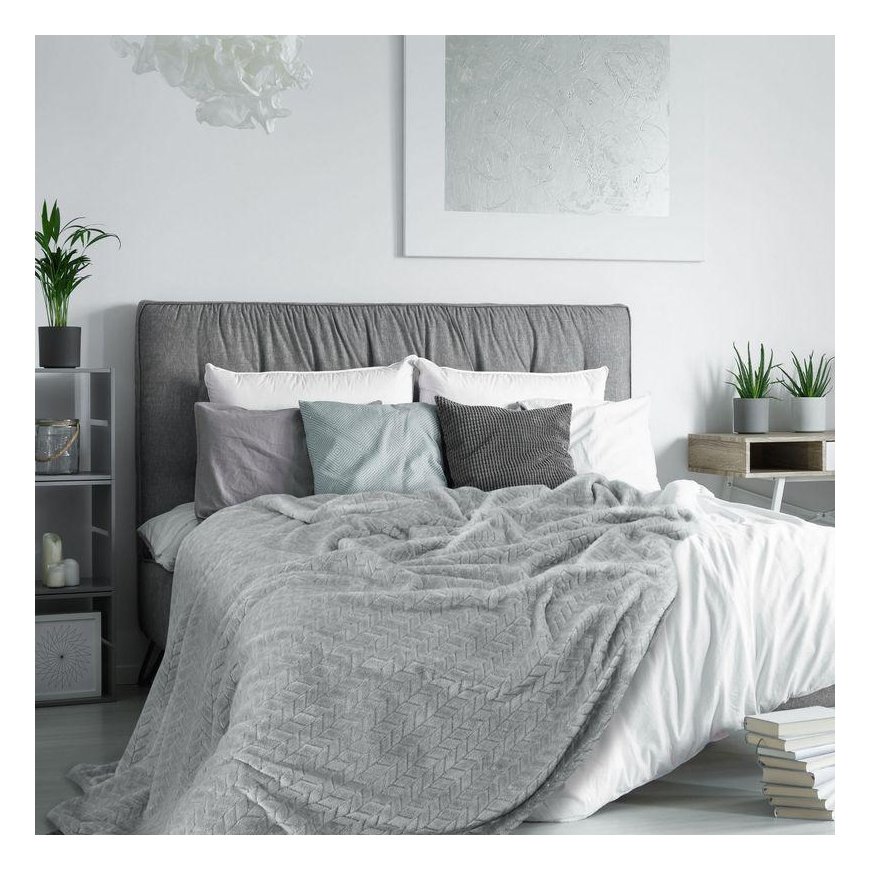 Eurofirany DESIGN 91 Soft and gentle blanket CINDY with embossed pattern, 220X200 cm, color: silver – 3