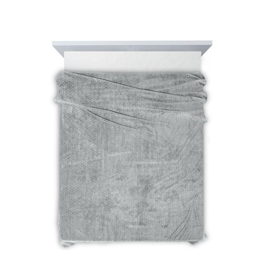 Eurofirany DESIGN 91 Minkštas ir švelnus pledas CINDY su įspaustu raštu, 220X200 cm, spalva: sidabrinė – 5