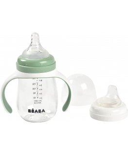 BEABA LEARNING BOTTLE-DRINKER 2IN1, 210 ML, SAGE Green
