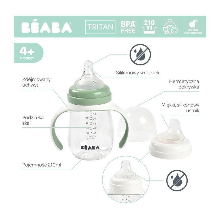 BEABA MOKOMASIS BUTELIUKAS-GERTUVĖ 2IN1, 210 ML, SAGE Žalias – 4
