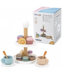 Viga Toys Viga PolarB Tortinė medinė su bandelių bandelėmis Kava 15 akc rinkinys