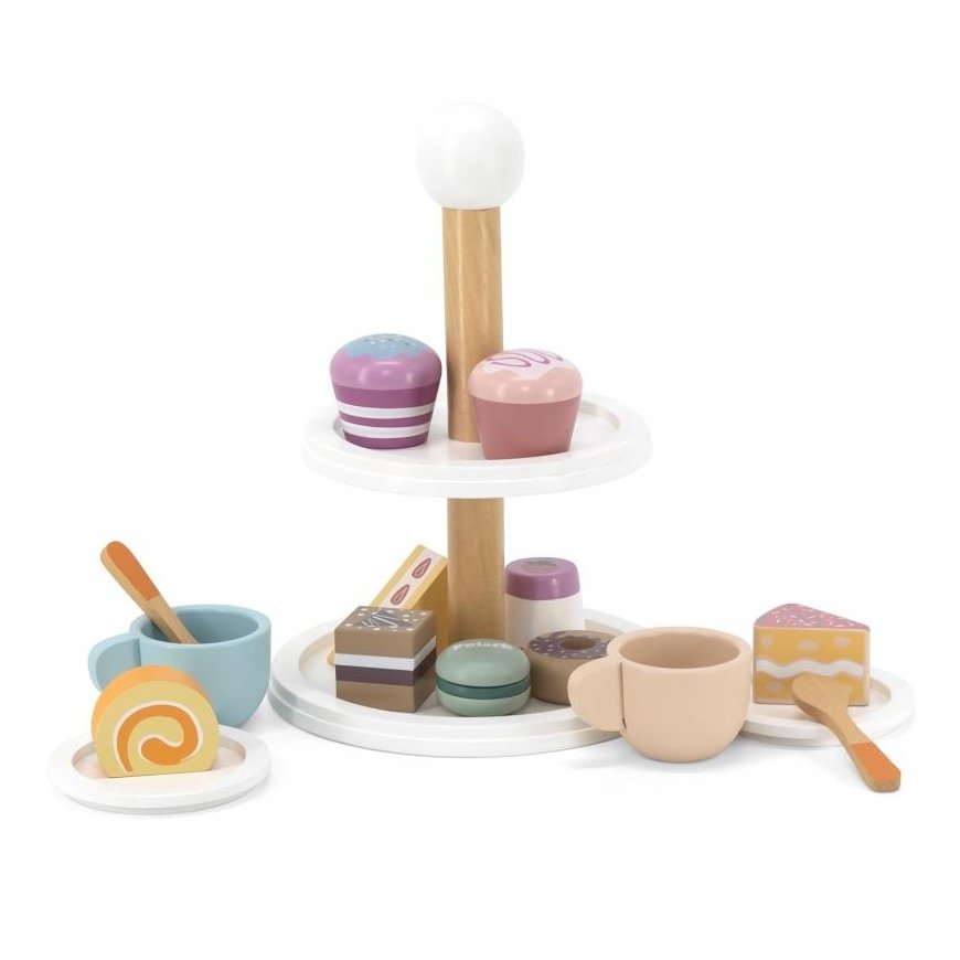Viga Toys Viga PolarB Cake wooden with muffin buns Coffee 15 acc set – 2