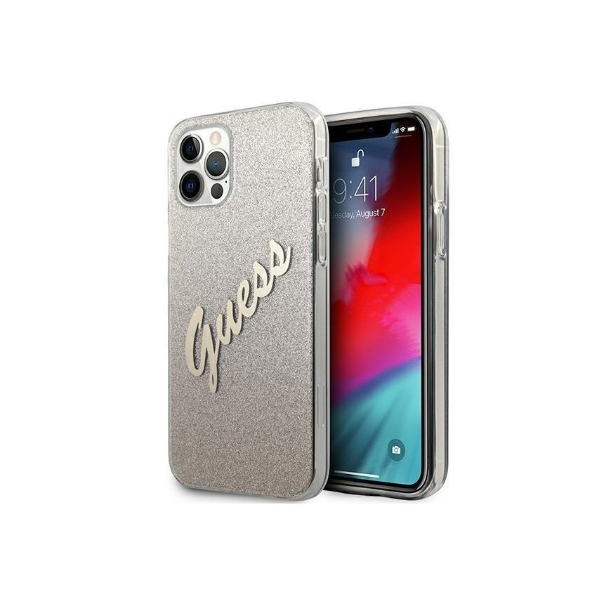 Guess GUHCP12LPCUGLSGO iPhone 12 Pro Max 6.7" gold/gold hardcase Glitter Gradient Script