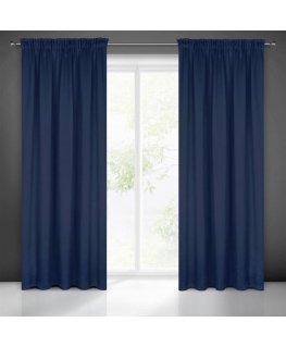 Eurofirany LOGAN blackout tipo temdanti naktinė užuolaida, 135 X 270 cm, juosta / tunelis / kabliukai, spalva: tamsiai mėlyna