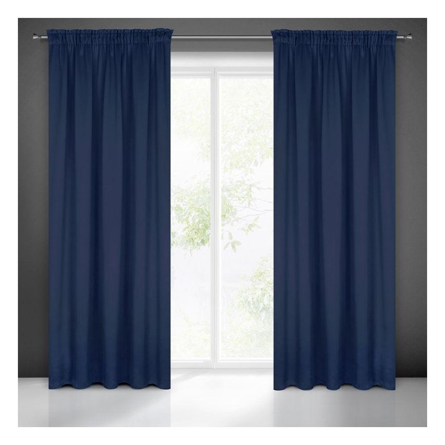 Eurofirany LOGAN blackout tipo temdanti naktinė užuolaida, 135 X 270 cm, juosta / tunelis / kabliukai, spalva: tamsiai mėlyna
