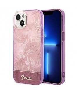 Guess GUHCP14MHGJGHP iPhone 14 Plus 6.7 Inch Pink/Pink Hard Case Jungle Collection