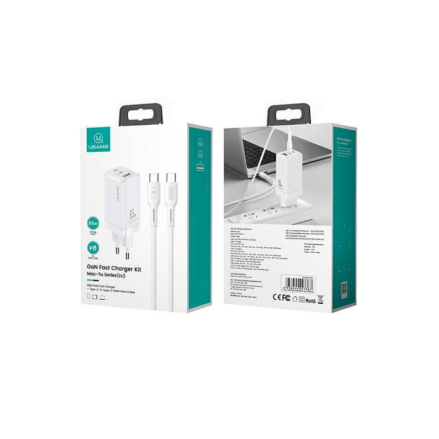 Usams MT 1x USB-A charger 2x USB-C 3 A (MTXLOGTC02) – 2