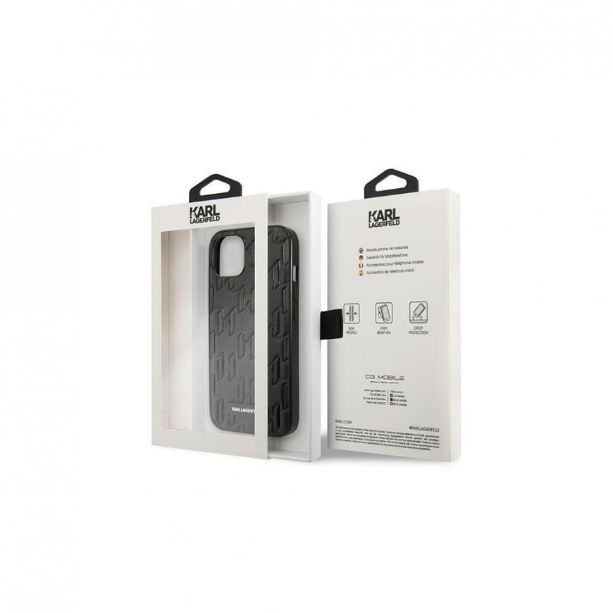 Dėklas Karl Lagerfeld KLHCP13SMNMP1K iPhone 13 mini 5,4 colių kieto dėklo juoda / juoda monograminė plokštelė – 4