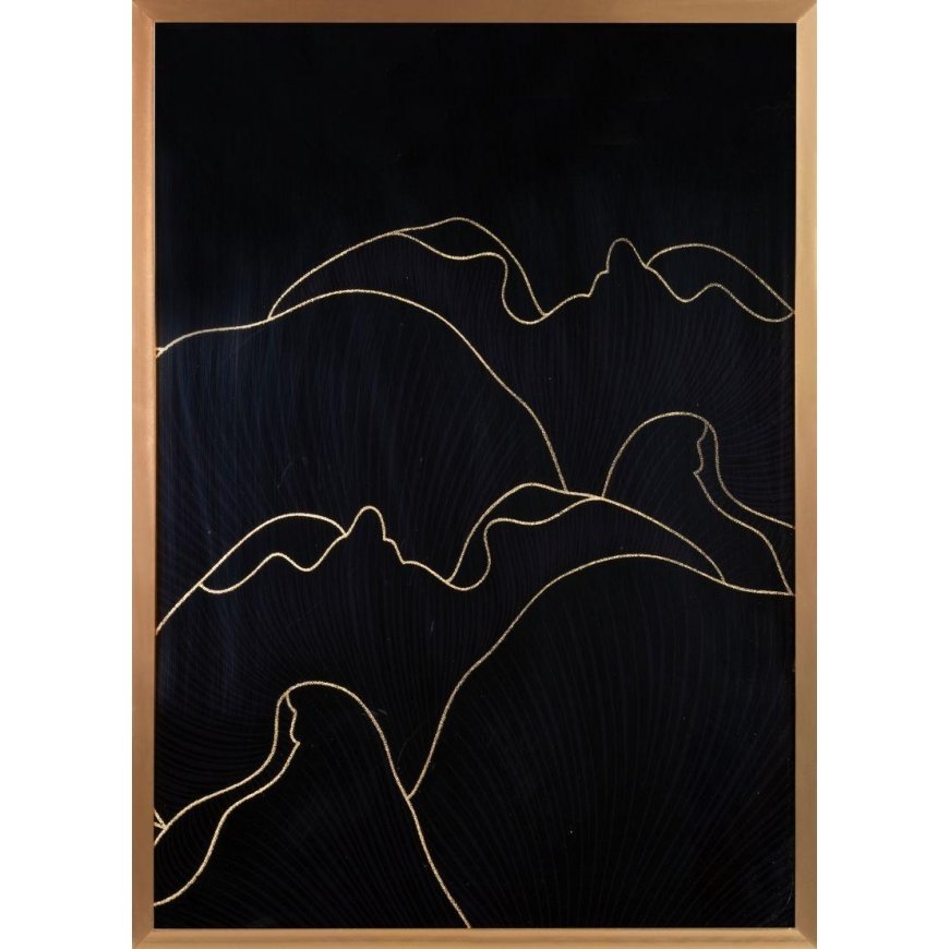 Eurofirany LIMITED COLLECTION PEONIA1 Picture with gold print in gold-colored frame, 53X73 cm