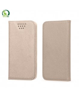 GreenGo Universal 4.7-5.3" LCD (75x150mm max) Smart Magnetic Fix Book Case with Slider Gold