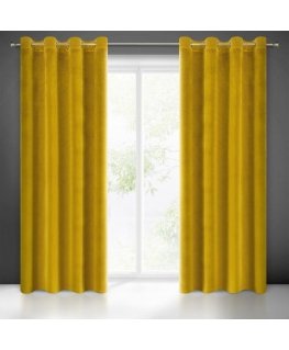 Soft and shiny velvet night curtain Eurofirany SAMANTA 140X250 cm, loops/rings, color: mustard