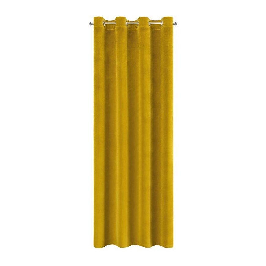 Minkšto ir blizgaus aksomo naktinė užuolaida Eurofirany SAMANTA 140X250 cm, kilpos/žiedai, spalva: garstyčių – 3