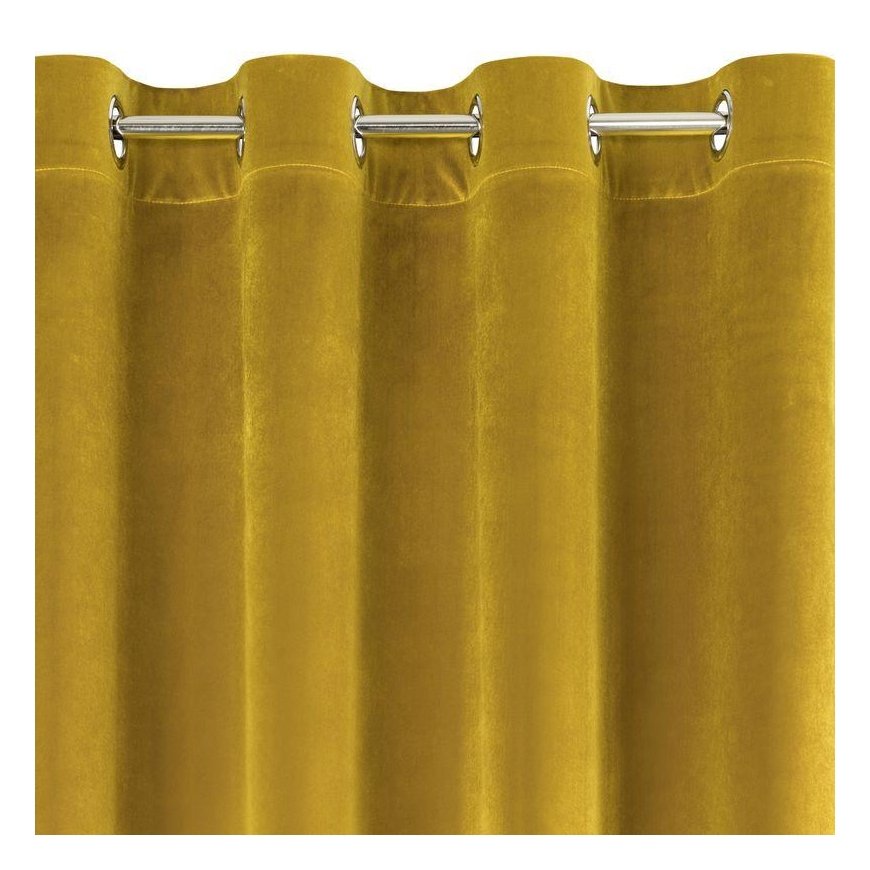 Soft and shiny velvet night curtain Eurofirany SAMANTA 140X250 cm, loops/rings, color: mustard – 4