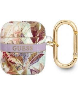 Guess Flower Strap Collection Protective Case for AirPods, Purple