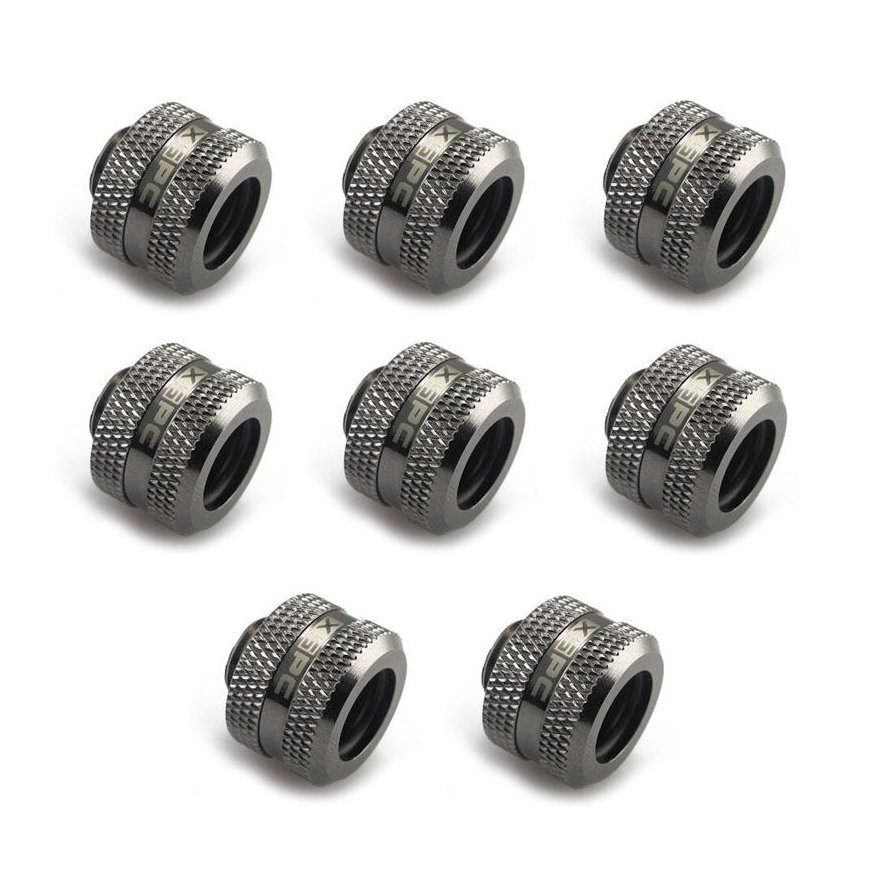 XSPC connector G1/4" to 14mm hard tube, black chrome - 8 pcs