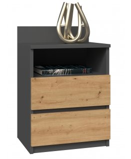 Topeshop M1 ANTRACYT/ARTISAN öö- ja voodikapp Öökapp 2 sahtel(id) Tamm