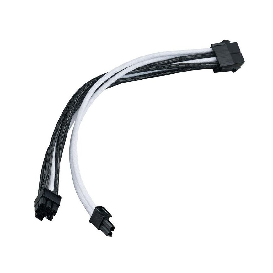 Silverstone PP07E-PCIBW 8-Pin PCIe iki 6 +2-Pin PCIe pailgėjimo, 250 mm juodos/baltos spalvos