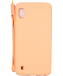 Evelatus Samsung Galaxy A10 Soft Touch Silicone Case with Strap Pink