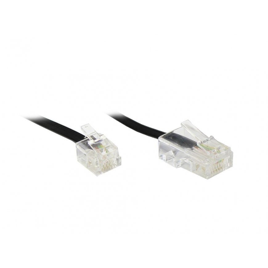 Alcasa RJ11 - RJ45, 6m Musta
