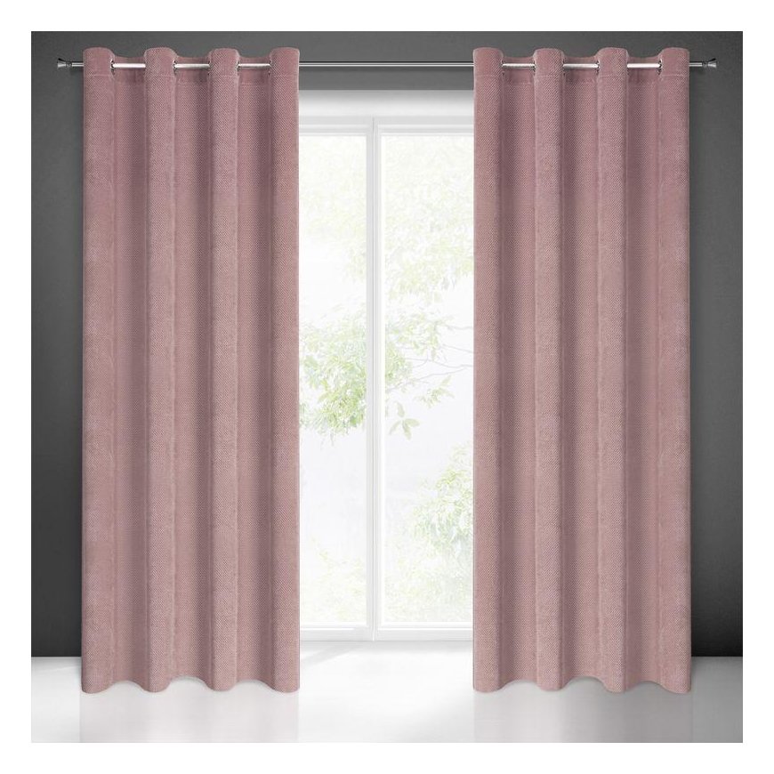 Eurofirany ELIZA Soft velvet night curtain with small pattern, 140X250 cm, loops/rings, color: powder – 2