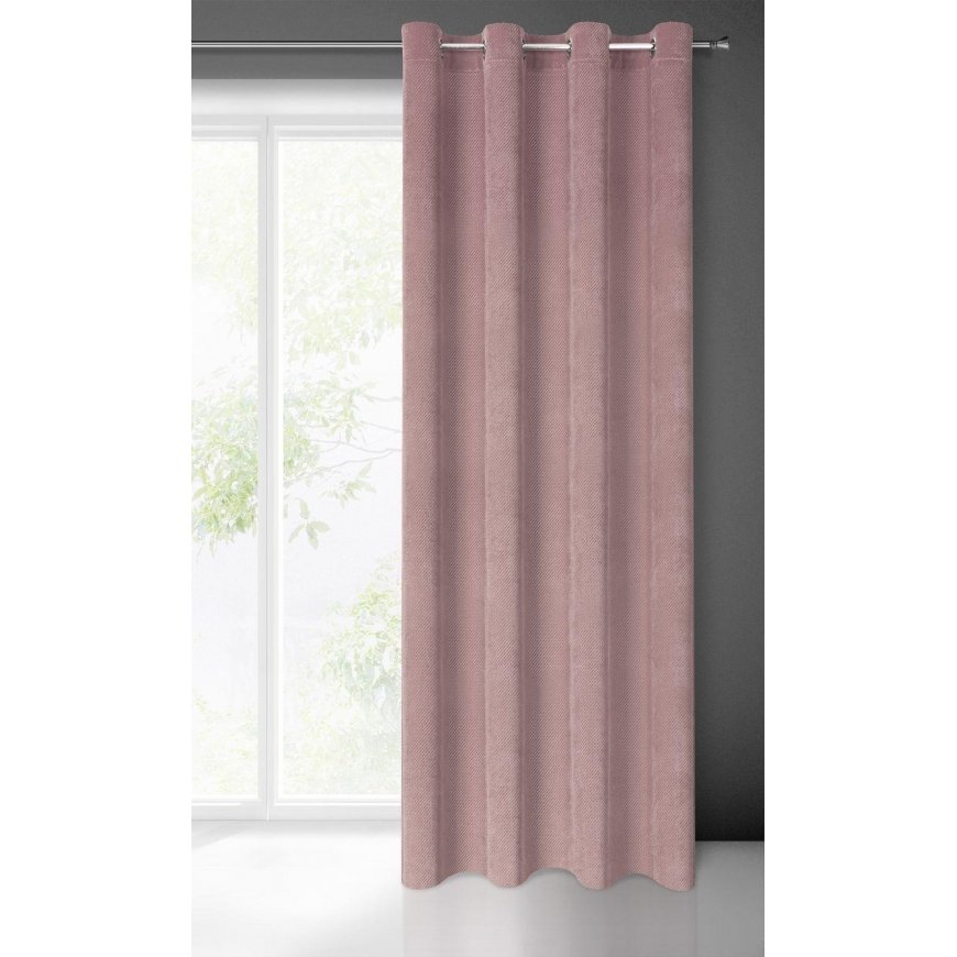Eurofirany ELIZA Soft velvet night curtain with small pattern, 140X250 cm, loops/rings, color: powder – 3