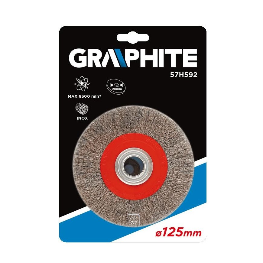 GRAPHITE Diskinis vielinis šepetys 125 x 20 mm, INOX – 3