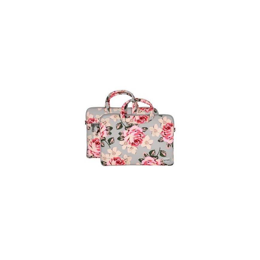 iLike Universal WONDER BRIEFCASE LAPTOP 15-16 INCHES GREY AND ROSES Grey