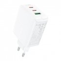 Wall charger Acefast A41 , 2x USB-C + USB, GaN 65W (white) Wall charger Acefast A41 , 2x USB-C + USB, GaN 65W (white)