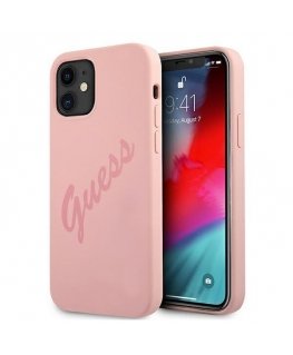 Guess GUHCP12SLSVSPI iPhone 12 mini 5.4 inch Pink/Pink Hard Case Script Vintage