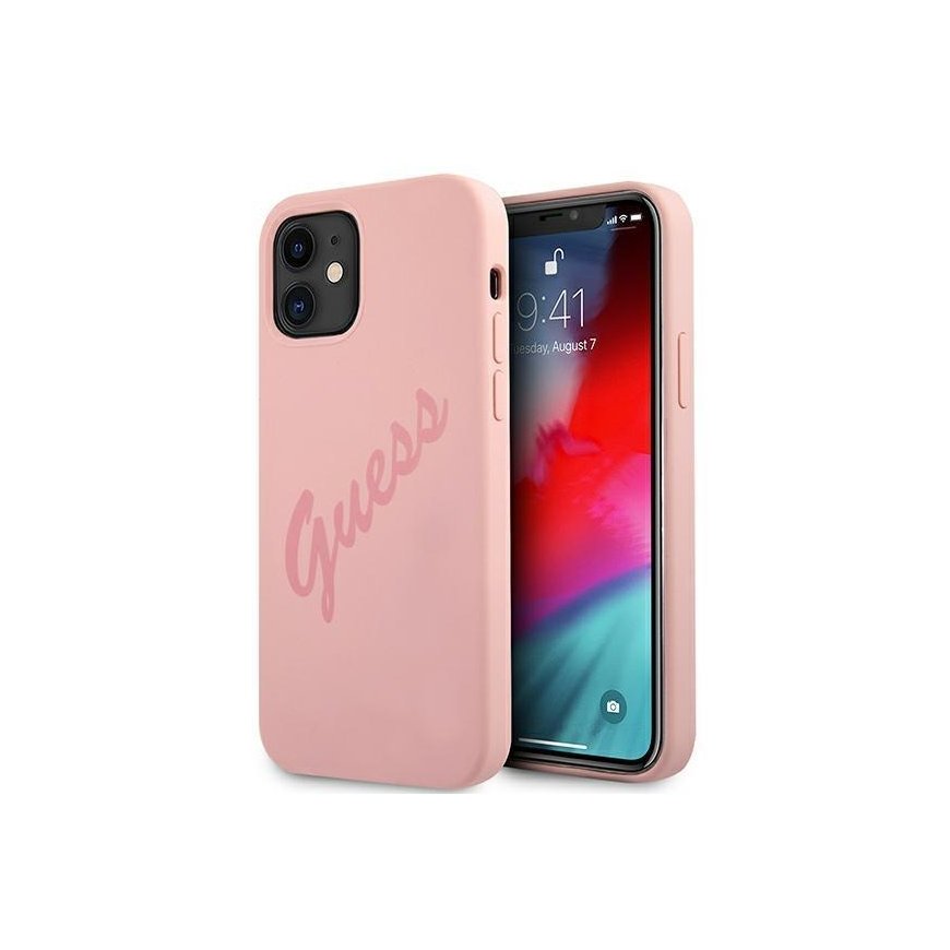 Guess GUHCP12SLSVSPI iPhone 12 mini 5.4 inch Pink/Pink Hard Case Script Vintage