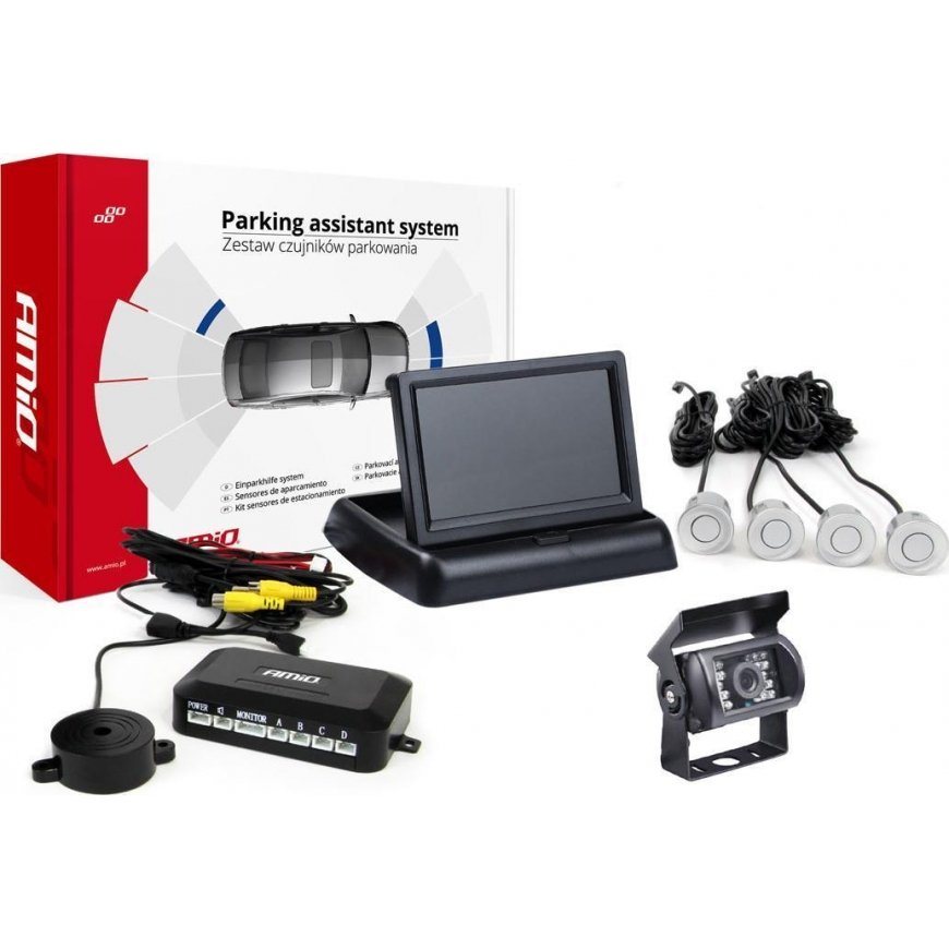 Amio Parking sensor kit tft01 4.3 "with camera hd-501-and 4 sensors black"gold" – 2