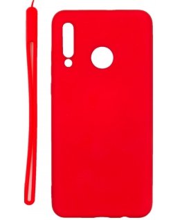 Evelatus Huawei P30 Lite Soft Touch Silicone Case with Strap Red