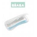 BEABA BABY SILICONE 2 PCS SET WITH BOX, Grey/Blue