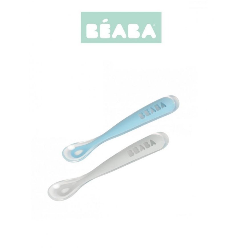 BEABA BABY SILICONE 2 PCS SET WITH BOX, Grey/Blue – 3