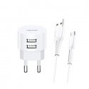 Usams US-T20 Set 2in1 Round Shape Compact 2.1A Travel charger + USB to Type-C 1m Cable White Usams US-T20 Set 2in1 Round Shape Compact 2.1A Travel charger + USB to Type-C 1m Cable White