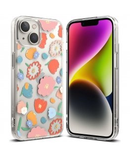 Ringke Fusion Design Armored Case Cover with Gel Frame for iPhone 14 Plus Transparent (Floral) (FD637E31)