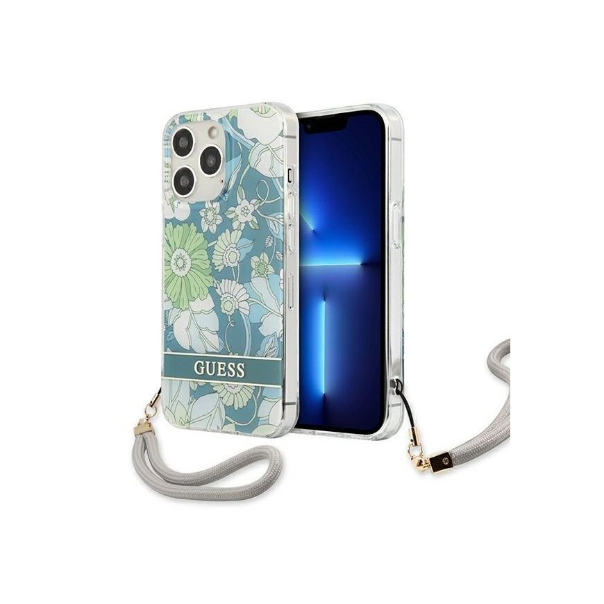 Guess GUHCP13LHFLSN iPhone 13 Pro / 13 6.1" green/green hardcase Flower Strap – 2