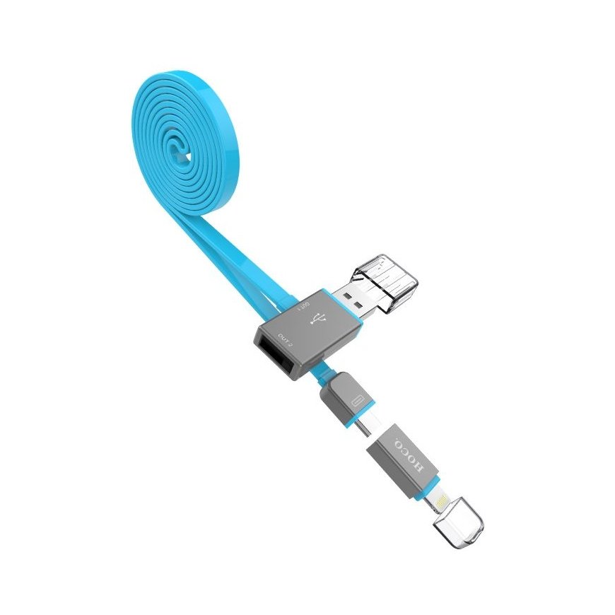 Hoco UPL03 Share line apple + micro usb blue