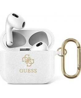 Guess Dėklas ochronne GUA3UCG4GT permatomas Glitter Collection do AirPods 3 balta
