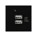 Orno NOEN USB x 2, 45x45 mm dvigubas modulinis prievadas su USB įkrovikliu, 2.1A 5V DC, juoda Orno NOEN USB x 2, 45x45 mm dvigubas modulinis prievadas su USB įkrovikliu, 2.1A 5V DC, juoda