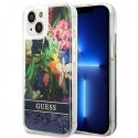Guess GUHCP14SLFLSB iPhone 14 6.1 inch Blue / Blue Hard Case Flower Liquid Glitter Guess GUHCP14SLFLSB iPhone 14 6.1 inch Blue / Blue Hard Case Flower Liquid Glitter