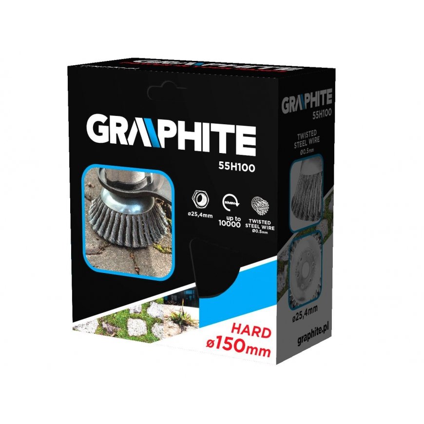 GRAPHITE Wire brush for brush cutter 150 x 25.4 mm, hard, tangled wires – 4