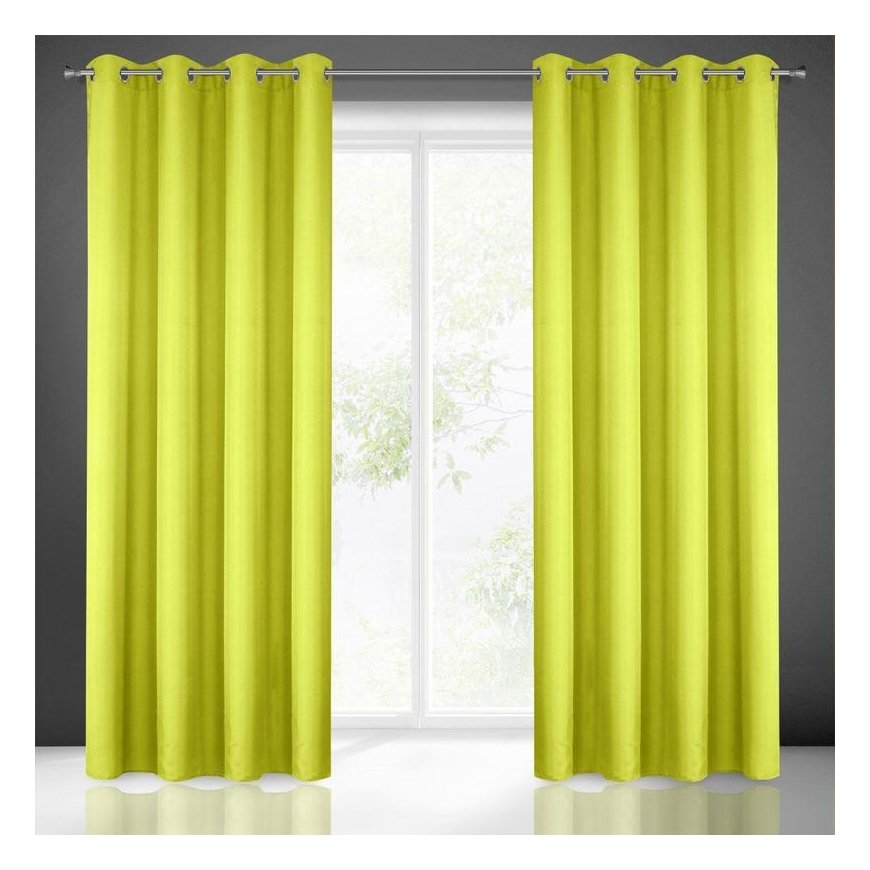 Night curtain Eurofirany RITA made of smooth fabric, 140X250 cm loops / wheels, color: lime