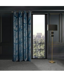 Eurofirany LIMITED COLLECTION MUSA2A Night curtain in soft velvet with banana leaf pattern, 140X250 cm, loops / rings, color: da