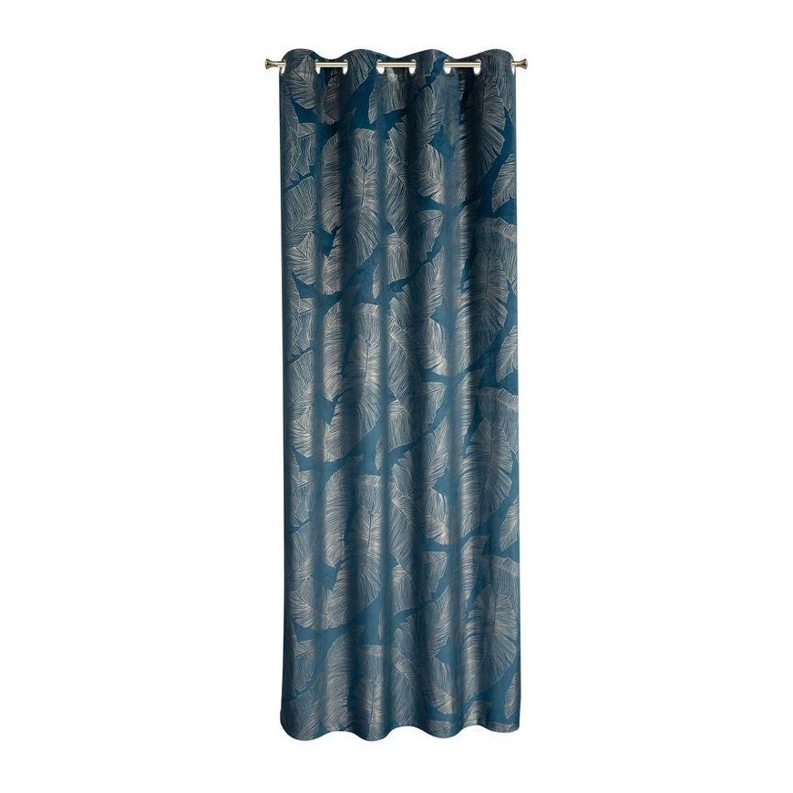 Eurofirany LIMITED COLLECTION MUSA2A Night curtain in soft velvet with banana leaf pattern, 140X250 cm, loops / rings, color: da – 3