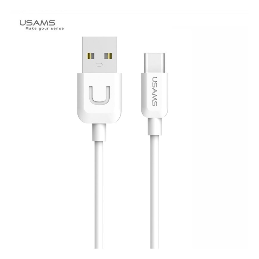Usams US-SJ099 U-Turn Izturīgs TPE Universāls Type-C uz USB Datu & Ātrās Uzlādes 2A kabelis 1m Balts