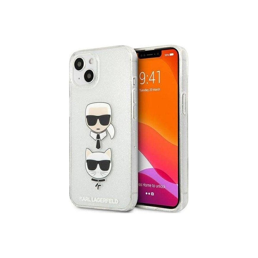 Karl Lagerfeld KLHCP13SKCTUGLS iPhone 13 mini 5.4 inch Silver/Silver Hard Case Glitter Karl`s & Choupette – 2