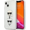 Karl Lagerfeld KLHCP13SKCTUGLS iPhone 13 mini 5.4 inch Silver/Silver Hard Case Glitter Karl`s & Choupette Karl Lagerfeld KLHCP13SKCTUGLS iPhone 13 mini 5.4 inch Silver/Silver Hard Case Glitter Karl`s & Choupette